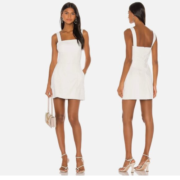 Amanda Uprichard Ace Mini Party Dress Pockets Vegan Leather White S - Picture 6 of 6
